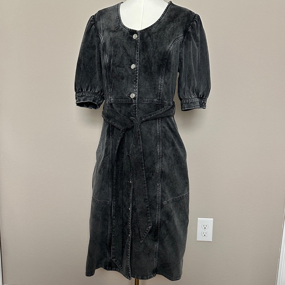 C. Wonder by Christian Siriano Gray Wash Stretch Denim Midi Dress~ Medium